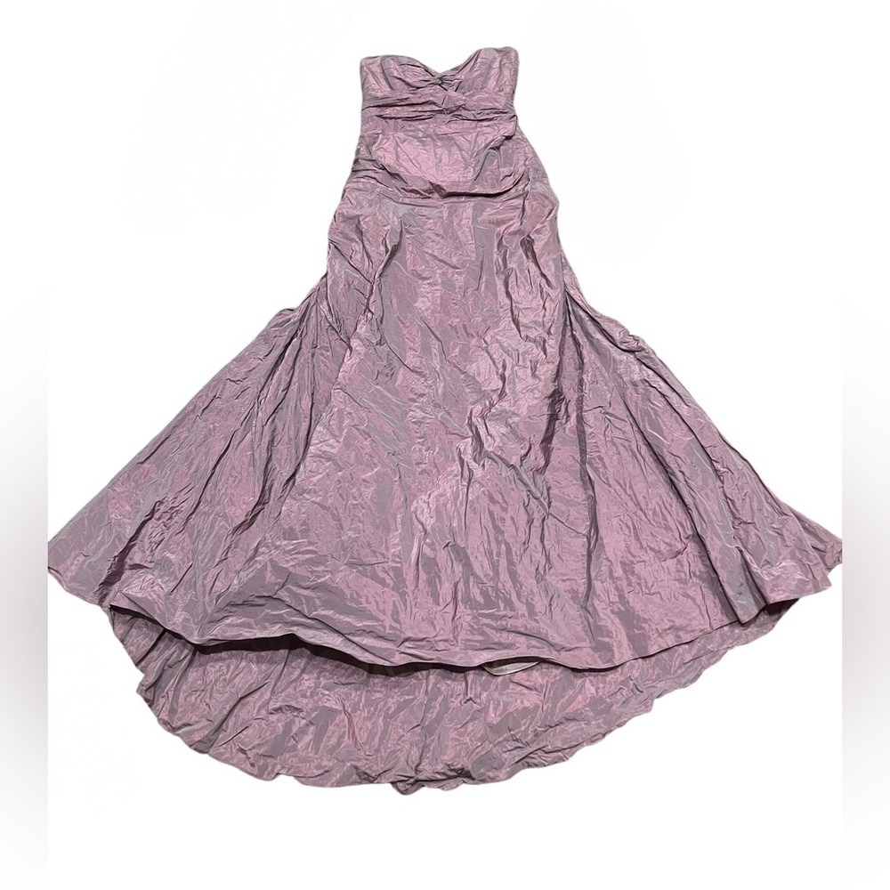 Nicole Miller Purple Techno Metal Strapless Gown